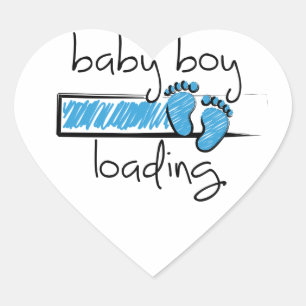 Slogan baby boy is loading. baby boy turnout heart sticker