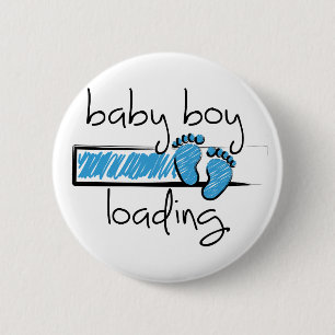 Slogan baby boy is loading. baby jongen opkomst 6 cm round badge