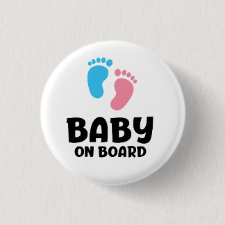 Slogan baby on board - baby aan boord, in auto. 3 cm round badge