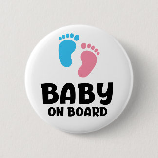 Slogan baby on board - baby aan boord, in auto. 6 cm round badge