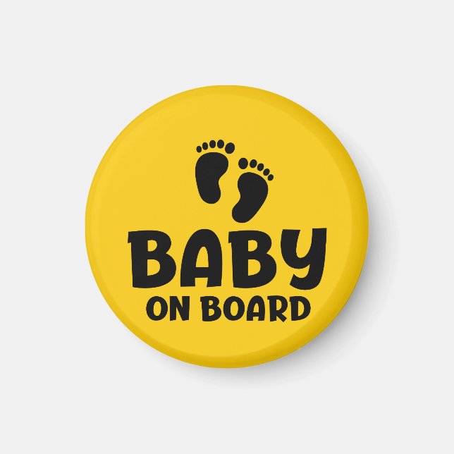Slogan baby on board - baby aan boord, in auto.  magnet (Front)