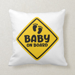 Slogan baby on board — baby on board, in car. cushion