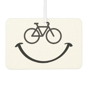 Slogan bicycle with happy face. Happy laugh face. Car Air Freshener