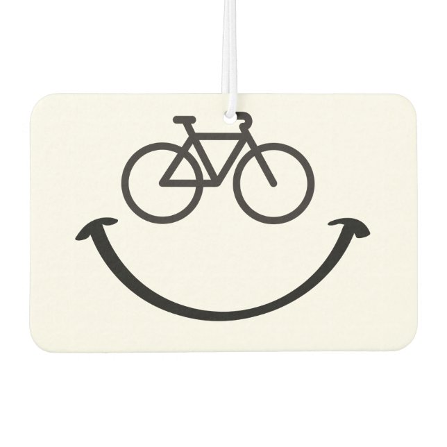 Slogan bicycle with happy face. Happy laugh face. Car Air Freshener (Front)