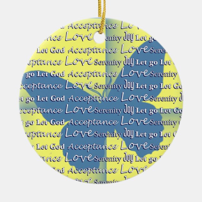 Slogan Butterfly Ceramic Tree Decoration (Front)