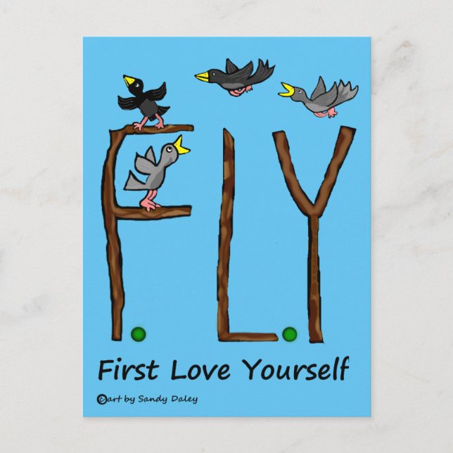 Slogan FLY First Love Yourself Postcard (Front)