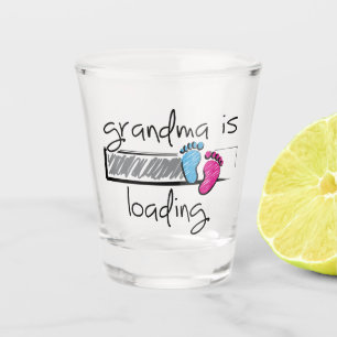 Slogan grandma is loading. Become Grandpa and Gran Shot Glass