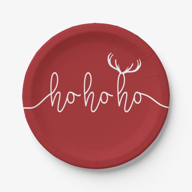 Slogan ho ho ho, Happy Christmas. Santa.  Paper Plate (Front)