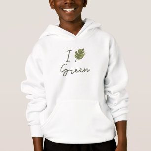 Slogan I love green, in green with green leaf