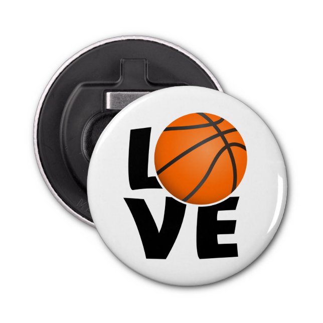 Slogan love Basketball, I love Basketball. Bottle Opener (Front)