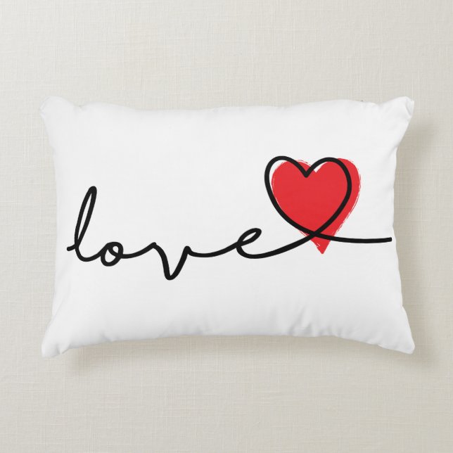 Slogan love. Hard, heart. Valentine's Day. Decorative Cushion (Front)
