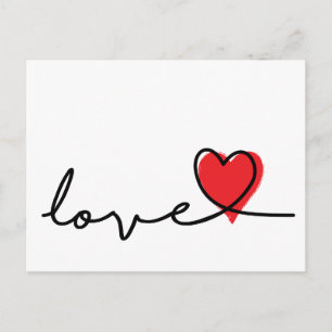 Slogan love. Valentijnsdag wenskaart met hartjes. Postcard