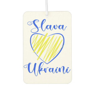 Slogan Slava Ukraini Glory to Ukraine heart Car Air Freshener