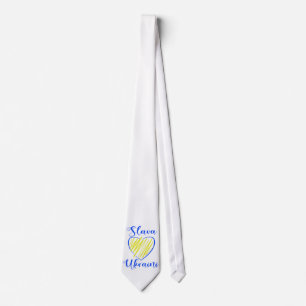 Slogan Slava Ukraini Glory to Ukraine heart Tie