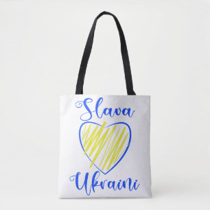 Slogan Slava Ukraini Glory to Ukraine heart Tote Bag