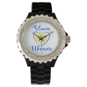 Slogan Slava Ukraini Glory to Ukraine heart Watch