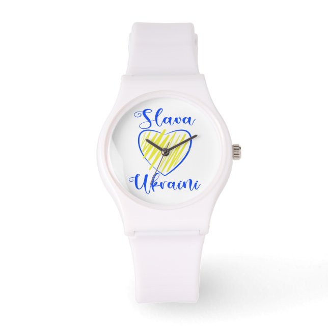 Slogan Slava Ukraini Glory to Ukraine heart   Watch (Front)