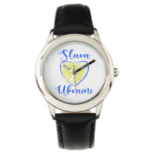 Slogan Slava Ukraini Glory to Ukraine heart Watch