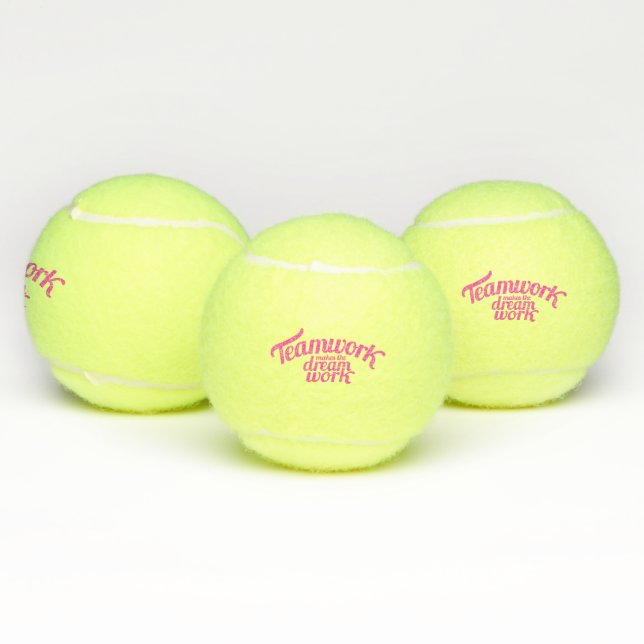 Slogan teamwork makes the dream pink tennis balls (Multi)