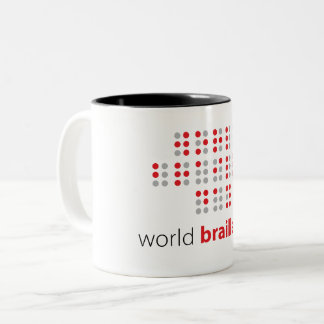 Slogan World Braille day. World Braille Day. Two-Tone Coffee Mug