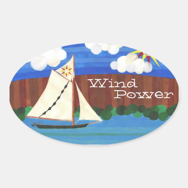 Sloop Clearwater Wind Power Oval Sticker (Front)