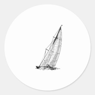 Sloop Sailboat Classic Round Sticker