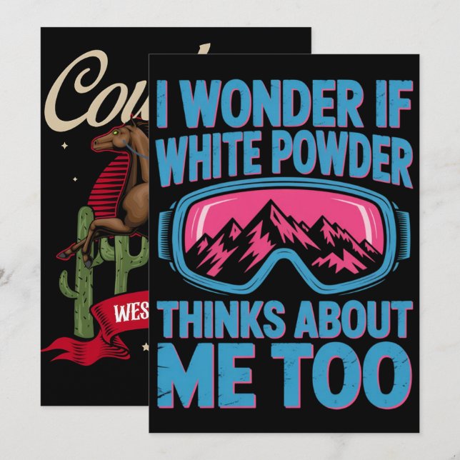 Slope Shenanigans Funny Ski Snowboard Winter Tee Holiday Card (Front/Back)