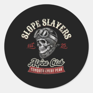 Slope Slayers Freestyle Skiing Skiers Winter Adven Classic Round Sticker