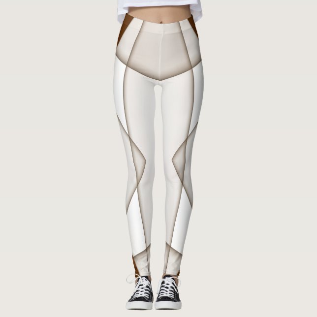 Sloping beige triangle with shadow, smooth style leggings (Front)