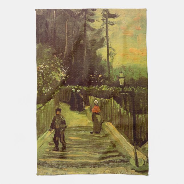 Sloping Path in Montmartre by Vincent van Gogh Tea Towel (Vertical)