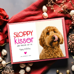 Sloppy Kisser Dog Photo Valentines Holiday Card