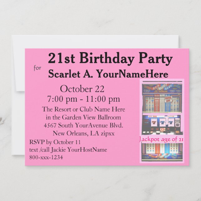 Slot Machine 21st Birthday Party Invitation (Front)