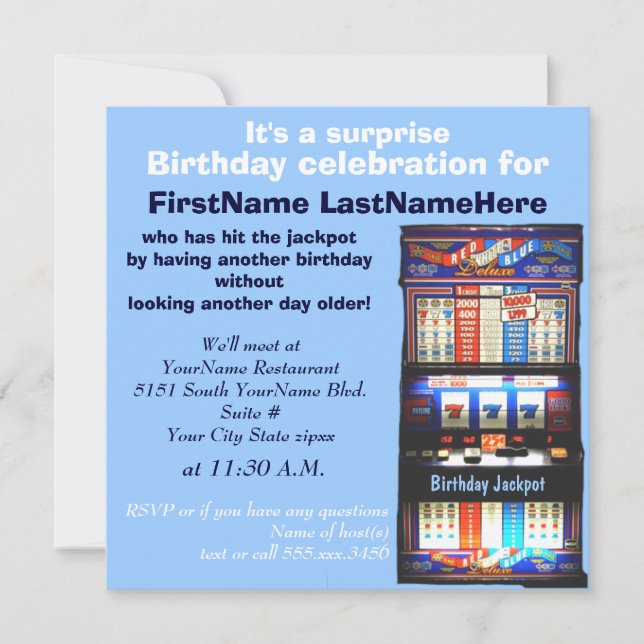 Slot Machine Birthday Party Invitation (Front)