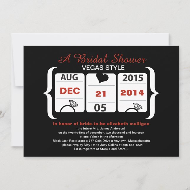 Slot Machine Bridal Shower Invitation (Front)