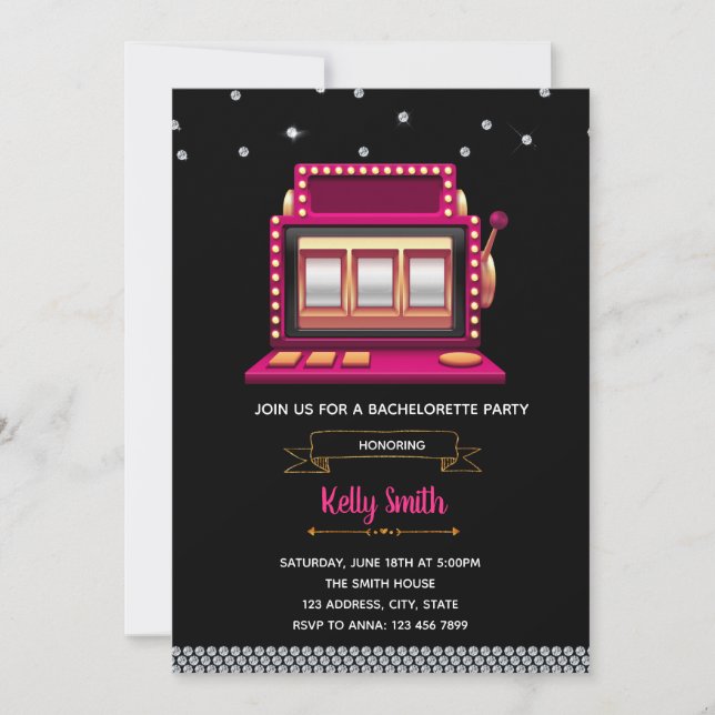 Slot machine bridal shower party invitation (Front)