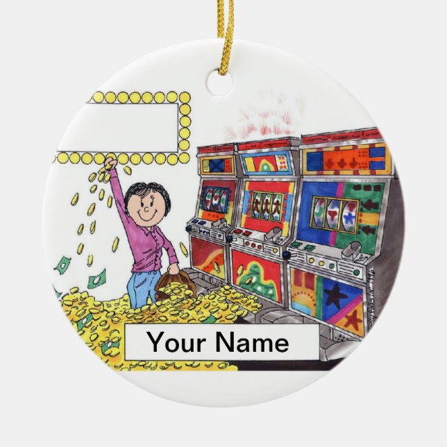 Slot Machine - Female Ceramic Tree Decoration (Front)