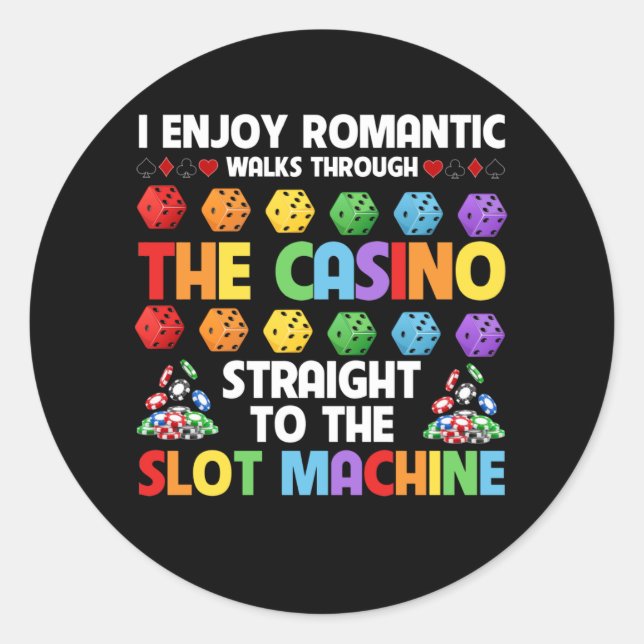 Slot Machine Gambling Casino Gambler Vegas Classic Round Sticker (Front)