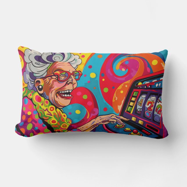 Slot Machine Granny Throw PIllow (Front)