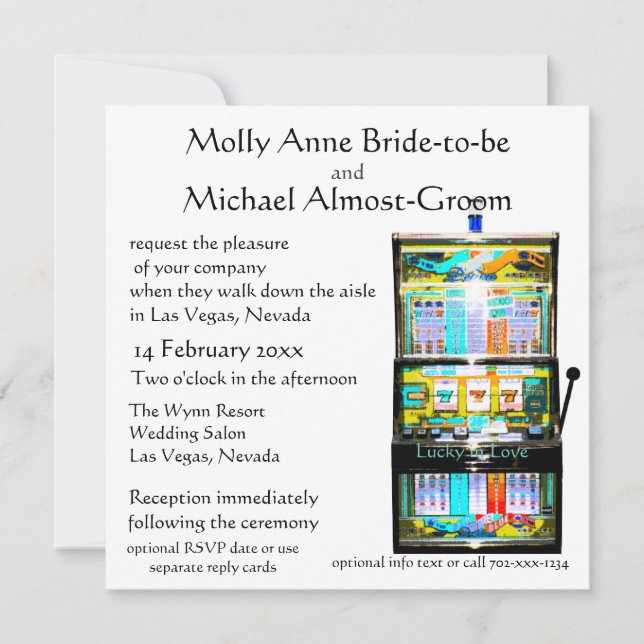 Slot Machine Lucky in Love Invitation (Front)