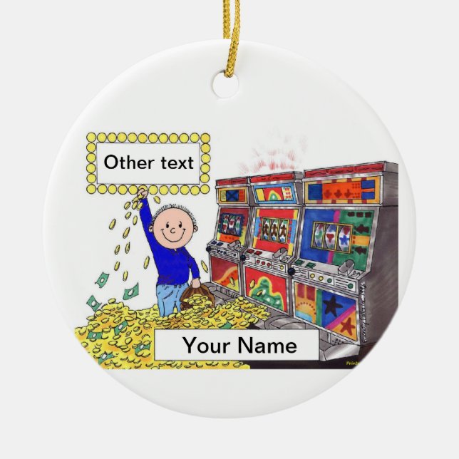 Slot Machine Player - Male Ceramic Tree Decoration (Front)