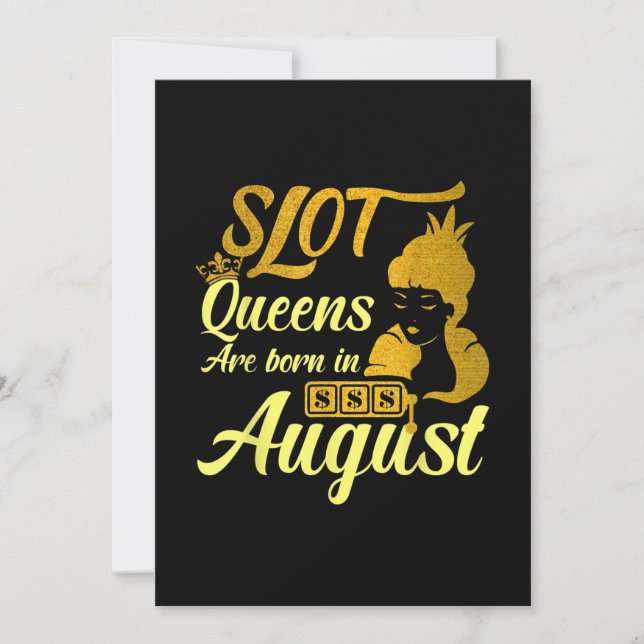 Slot Machine Queen August Birthday Holiday Card (Front)