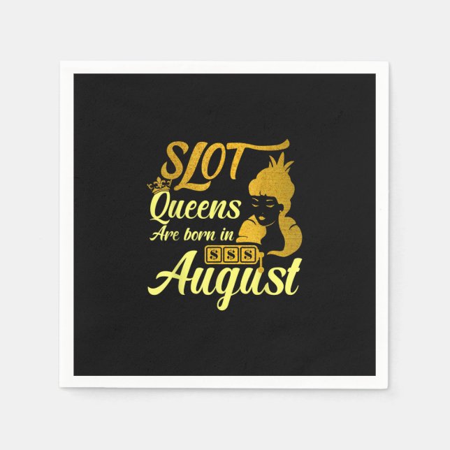 Slot Machine Queen August Birthday Napkin (Front)
