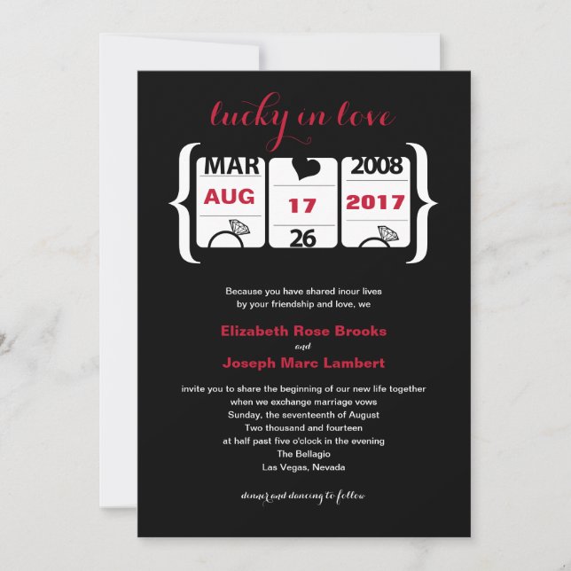 Slot Machine Wedding Invitation (Front)