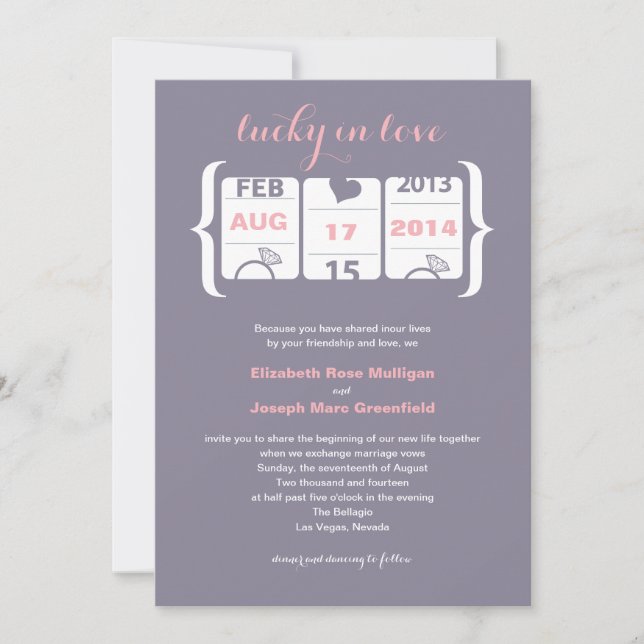 Slot Machine Wedding Invitation (Front)