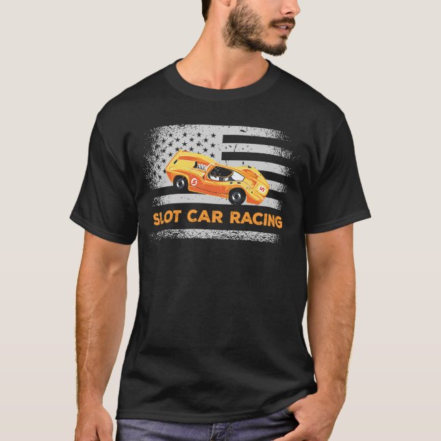 Slotcar US Flag Slot Car T-Shirt (Front)