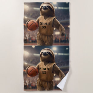 Sloth 33 Basketball Player, Beach Towel