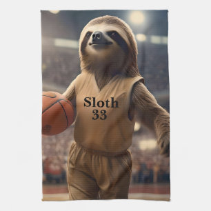 Sloth 33 Basketball Player, Tea Towel