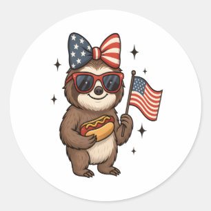 Sloth 4th July Classic Round Sticker