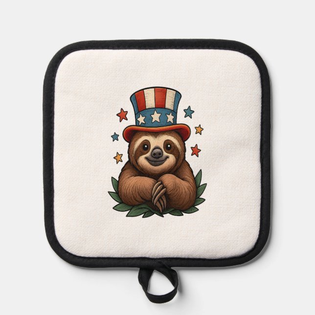 Sloth 4th of July Pot Holder (Front)