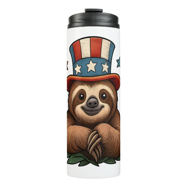Sloth 4th of July Thermal Tumbler (Front)